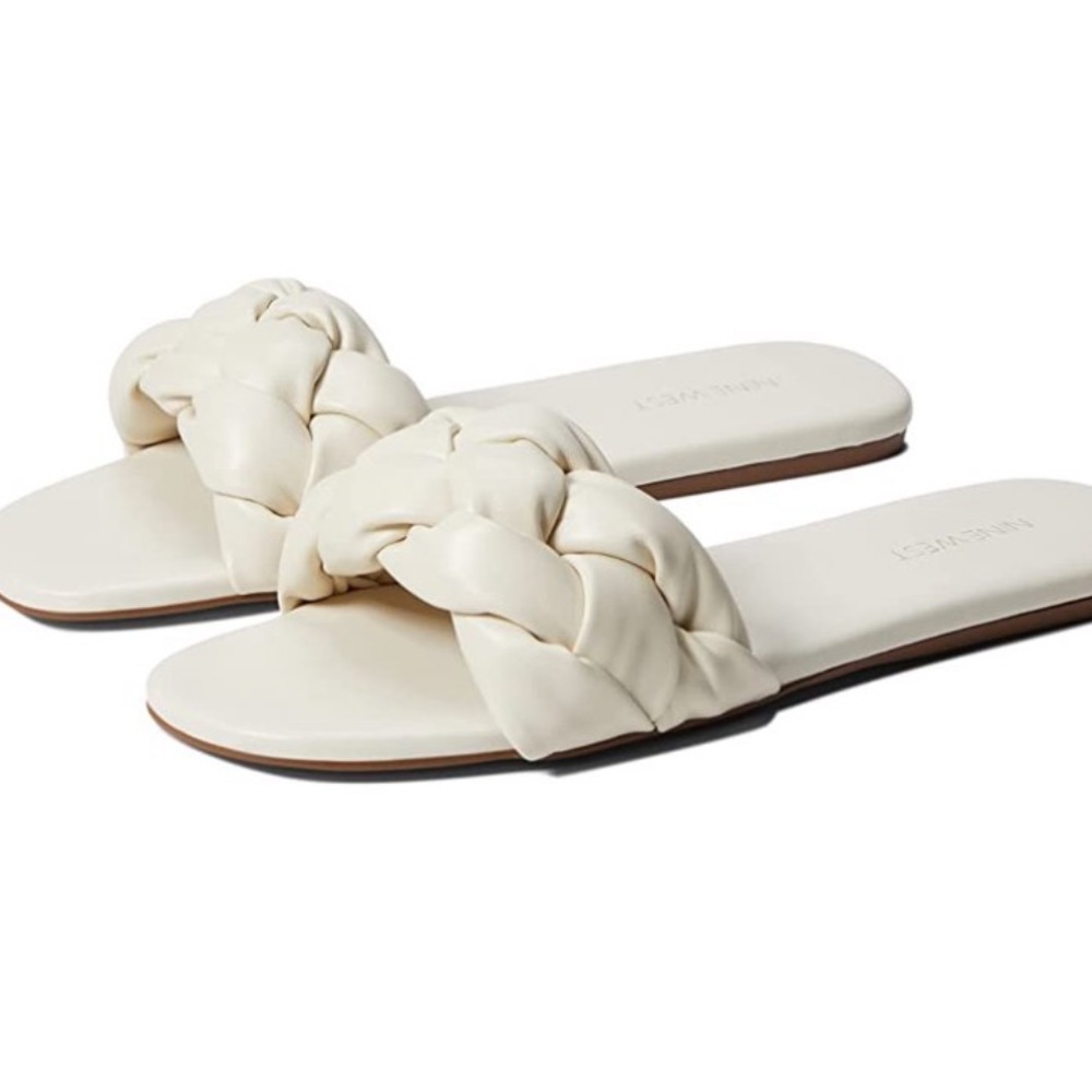 NEW! NINE WEST LULA3 SLIDE SANDALS IN IVORY